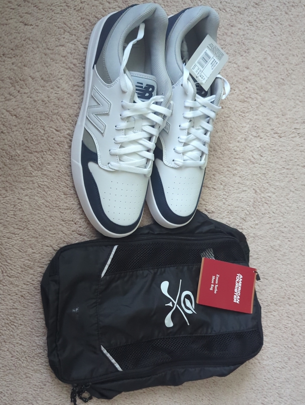 New Balance White and Navy Men’s 480 SL Golf Shoes With Shoe Bag Size 12